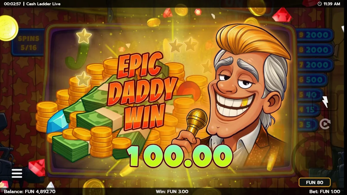 Tampilan antarmuka slot Cash Ladder Live pada perangkat seluler