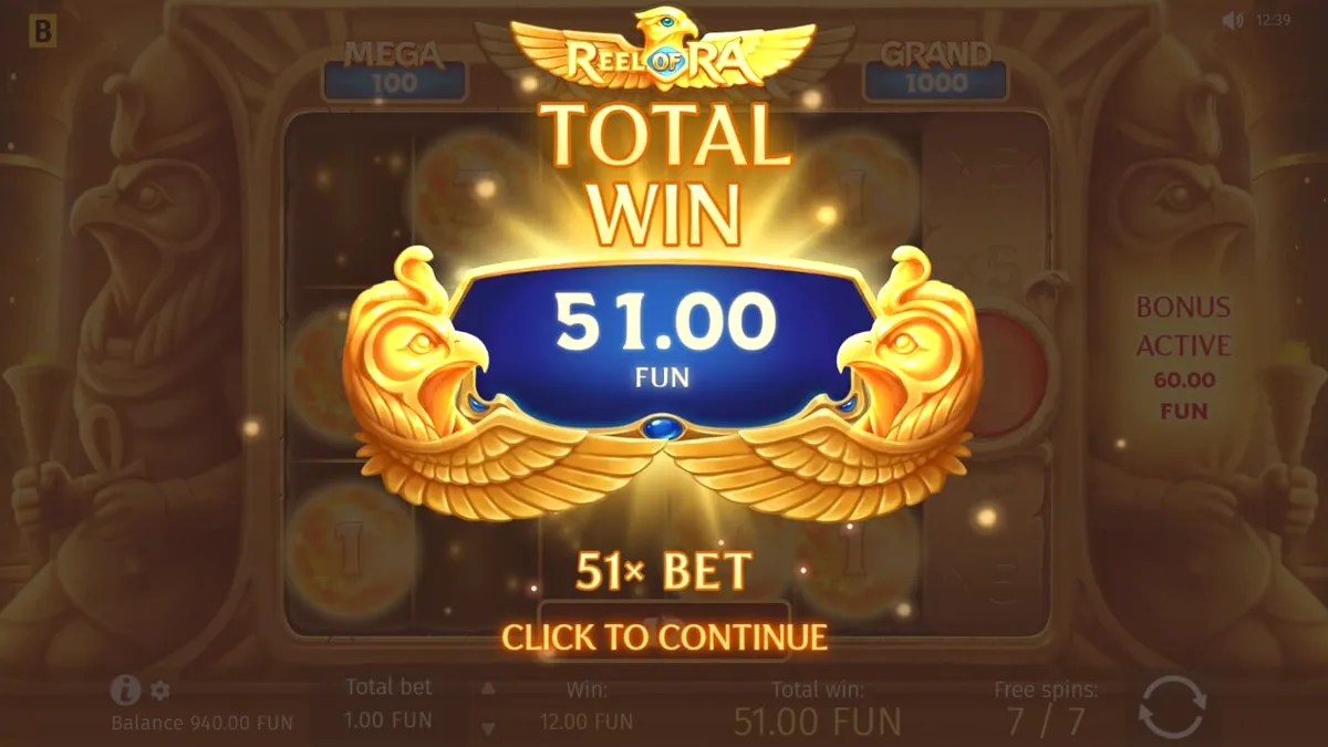 Pemandangan kuil Mesir kuno yang megah dalam permainan slot Reel of Ra